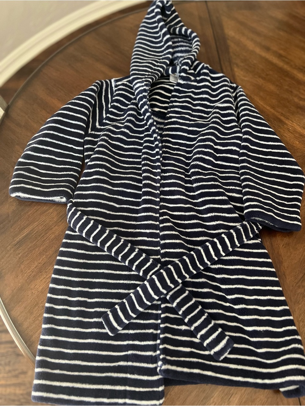 Tucker + Tate Navy and White Striped Hooded Robe